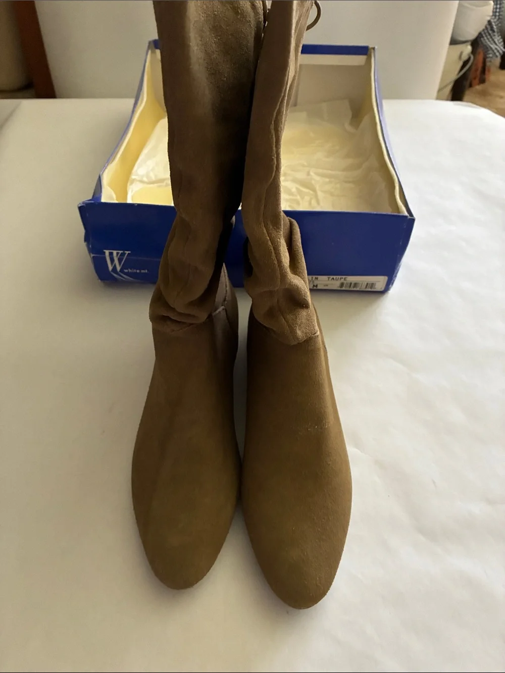 White Mountain Taupe Stretch Boots